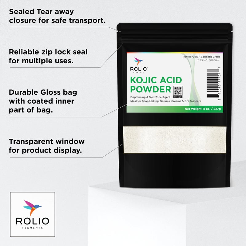 Rolio Pure Kojic Acid Powder, 8 Oz (227g) - Natural Organic Versatile Skincare Product for Soap Making, Creams, Lotions, Serums and More - DIY and Professional Cosmetic Grade Kojic Acid Powder - Image 2